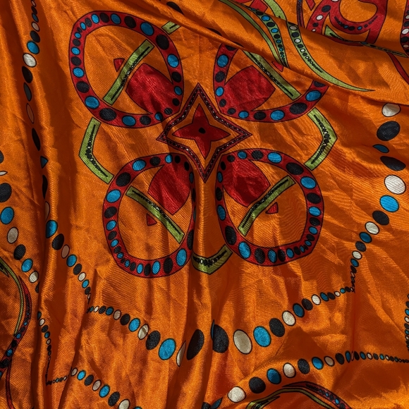 Colorful Large Printed Orange Fashion Scarf - Picture 5 of 8